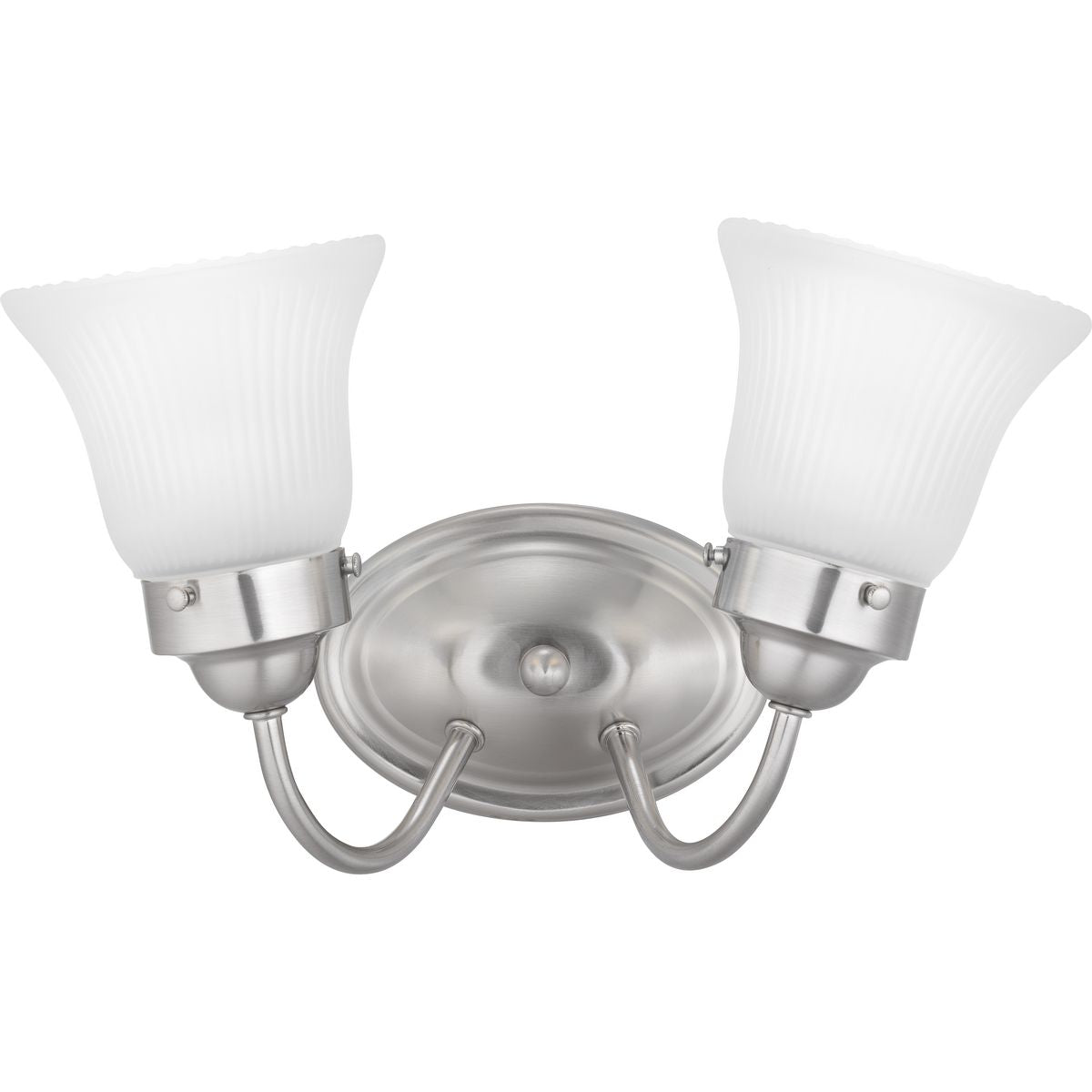 Progress Lighting P3288-09ET Economy Fluted Glass 2 Light Brushed Nickel Bath Vanity Wall Light