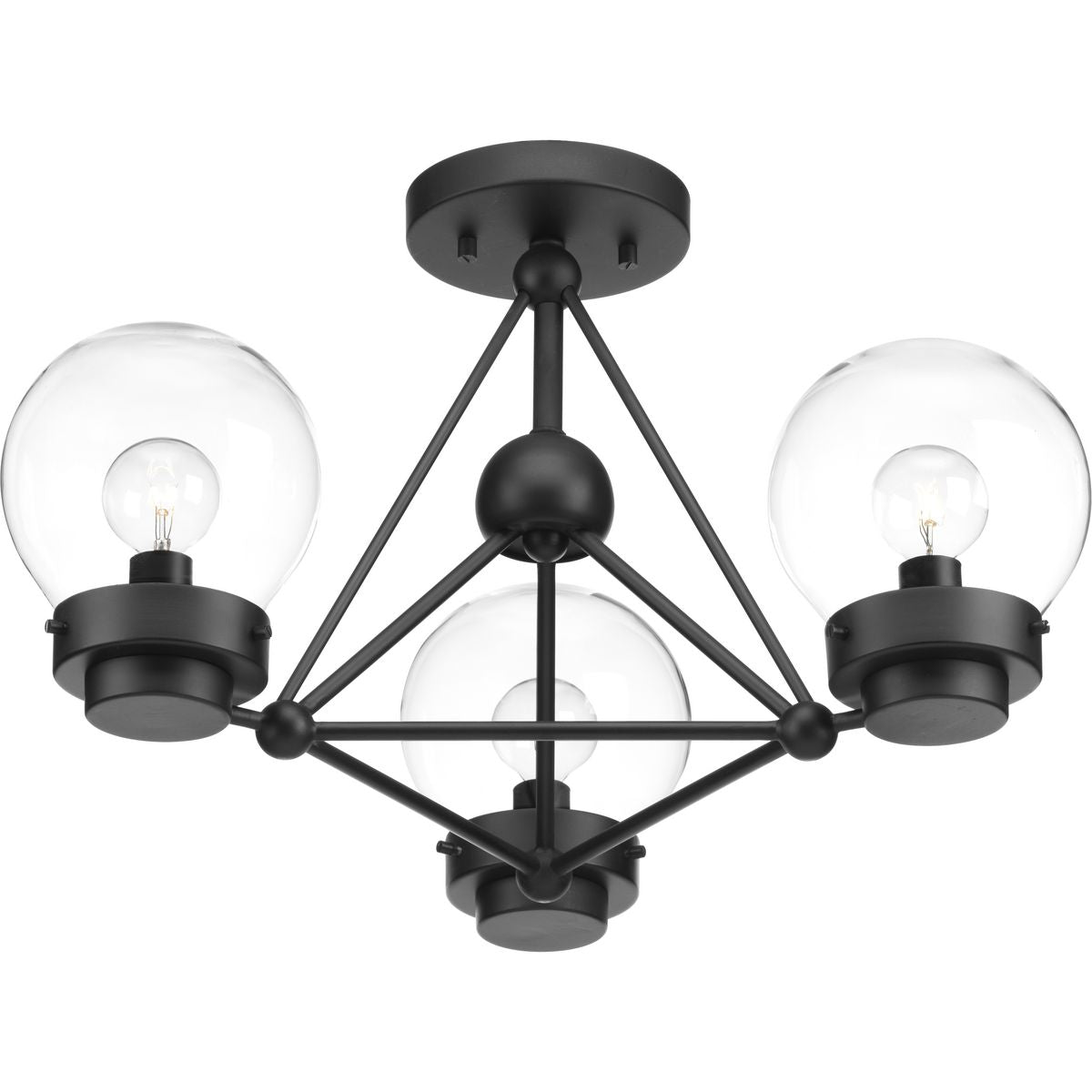 Progress Lighting Spatial 3 light matte black semi-flush ceiling light