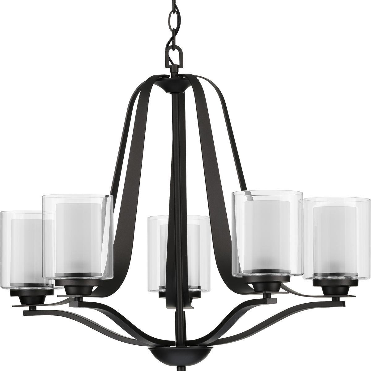 Progress Lighting P400095-143 Kene 5 light graphite chandelier with clear glass shades
