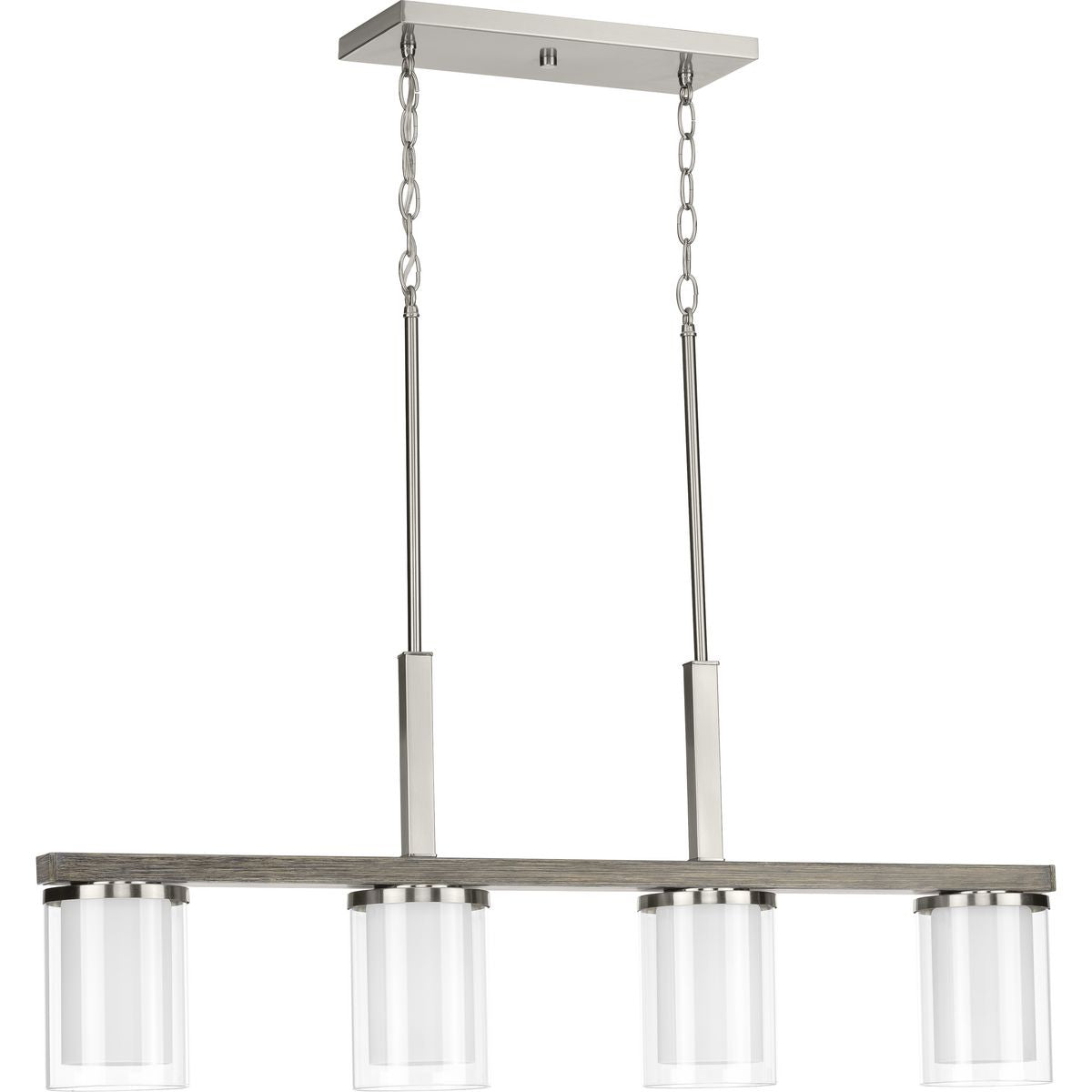 Progress Lighting P400190-009 Mast 4 Light Brushed Nickel Linear Chandelier
