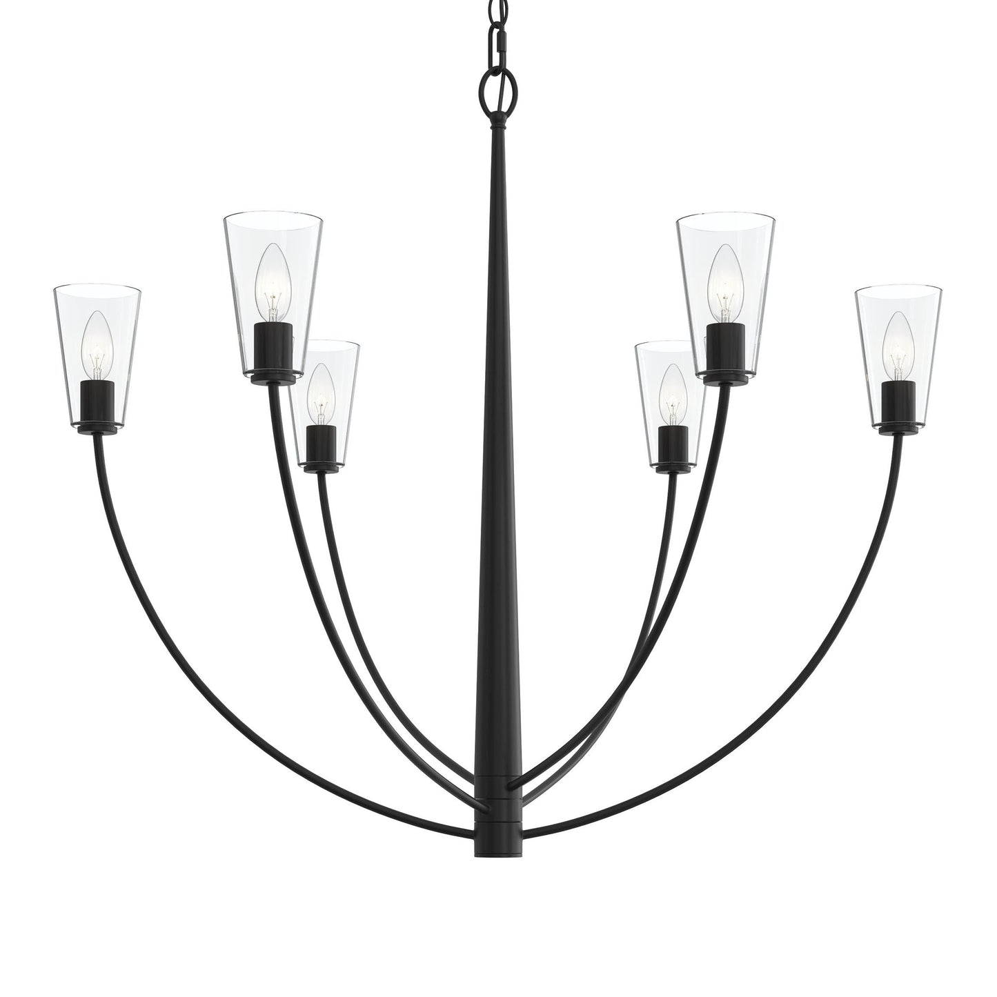 Progress Lighting P400455-31M Jheni 6 Light 36 inch Matte Black Chandelier Ceiling Light