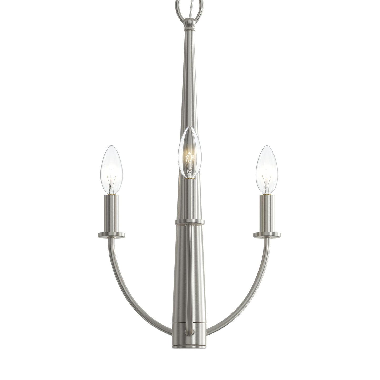 Progress Lighting P400457-009 Jheni 3-Light Brushed Nickel Chandelier close-up detail view without canopy