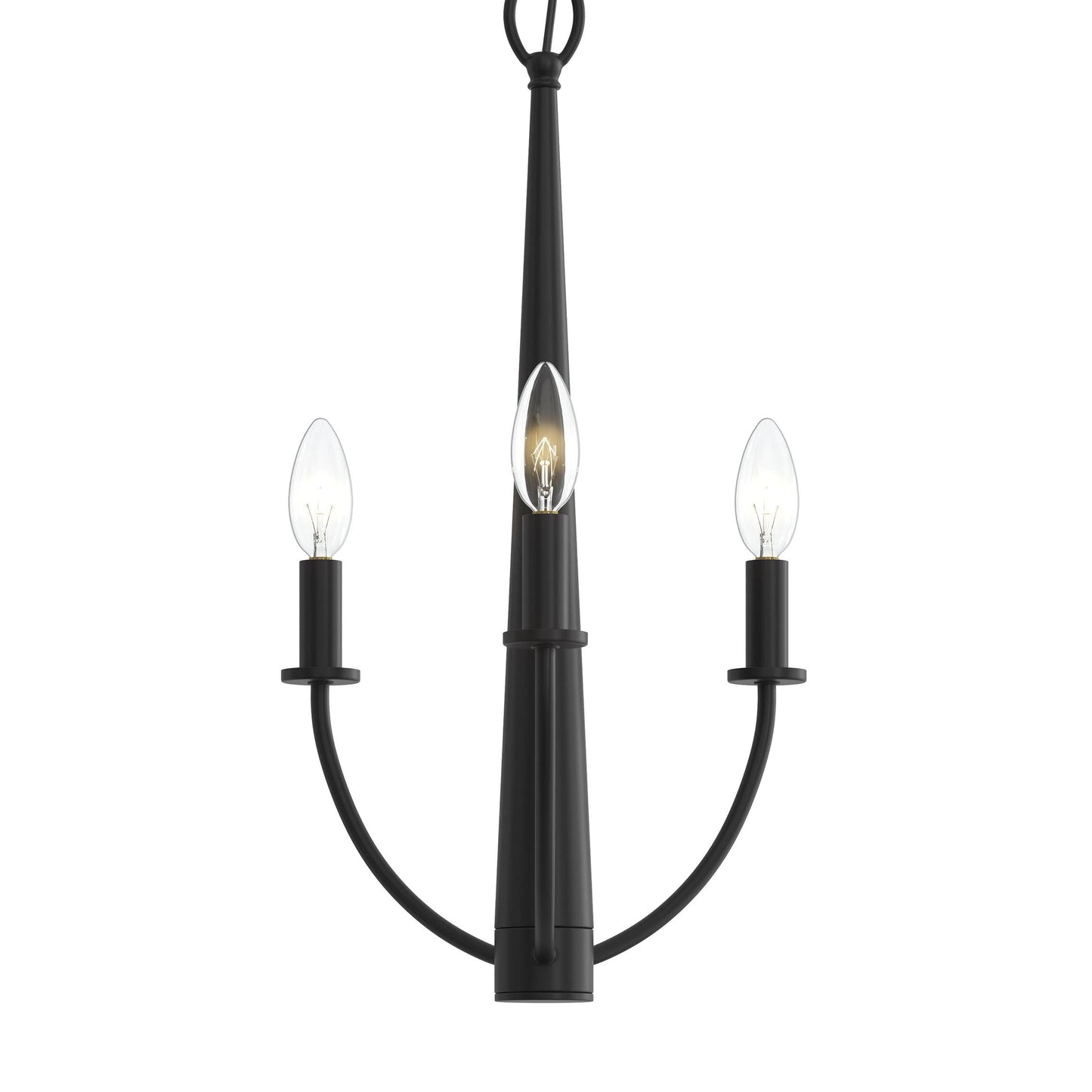 Progress Lighting P400457-31M Jheni 3 Light Matte Black Chandelier close-up without canopy