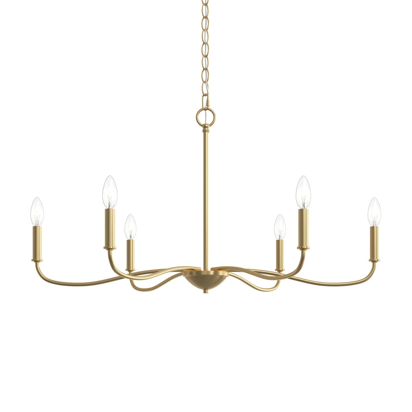 Progress Lighting P400463-191 Ilia 6 Light 34 Inch Brushed Gold Chandelier Ceiling Light