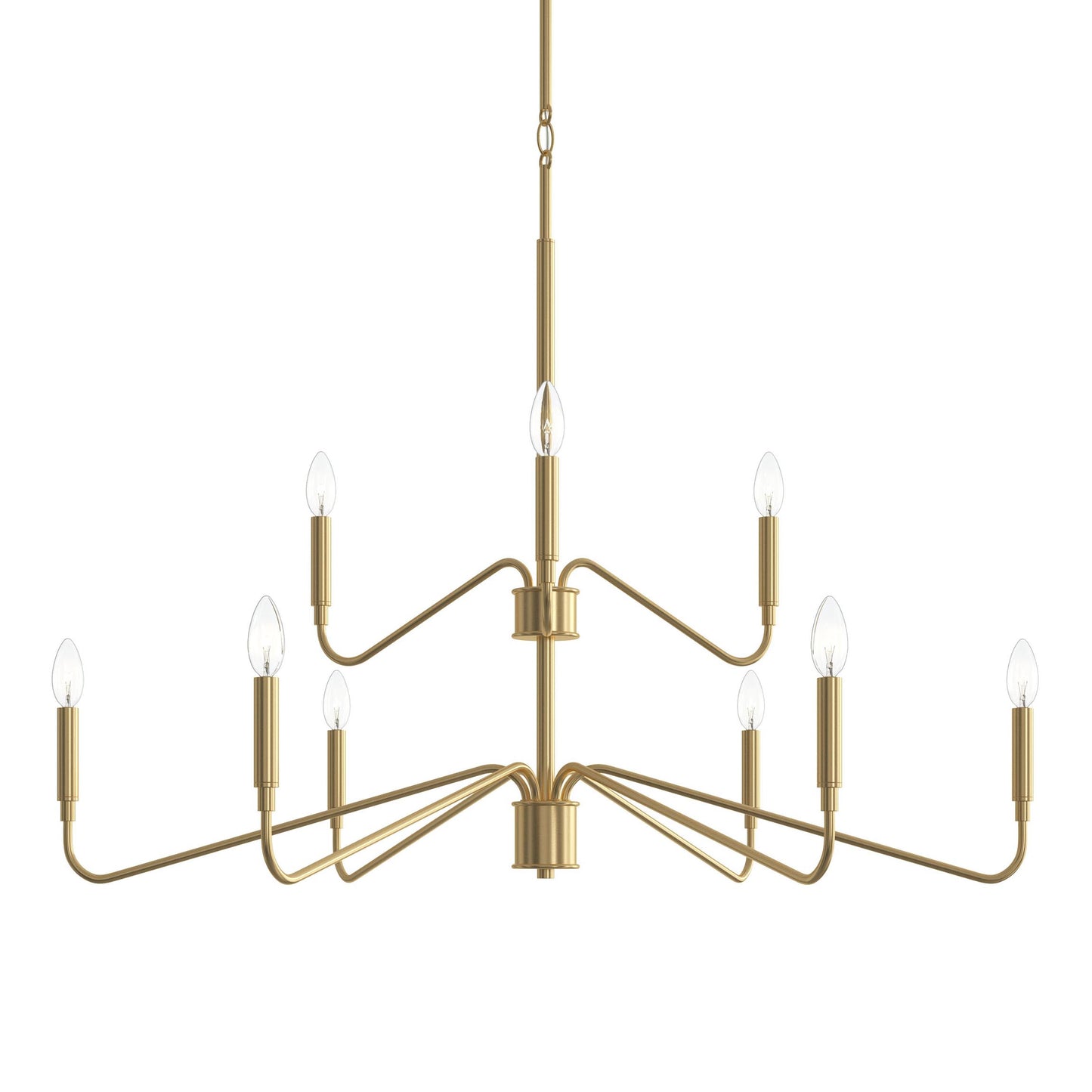 Progress Lighting P400474-191 Pilar 9 Light 40 inch Brushed Gold Chandelier