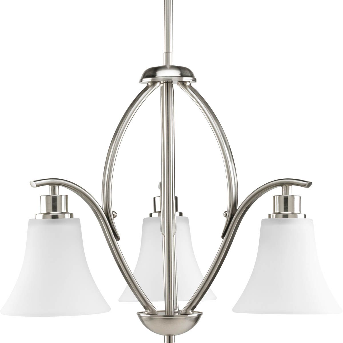 Progress Lighting P4489-09 Joy 3 Light Brushed Nickel Chandelier Ceiling Light with Etched Glass Shades