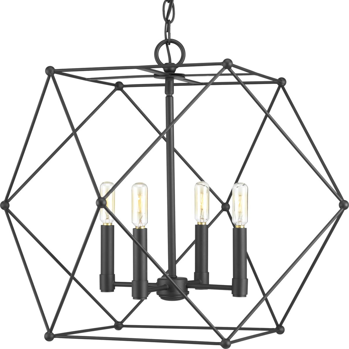 Progress Lighting P500083-031 Spatial 4 light matte black pendant ceiling light