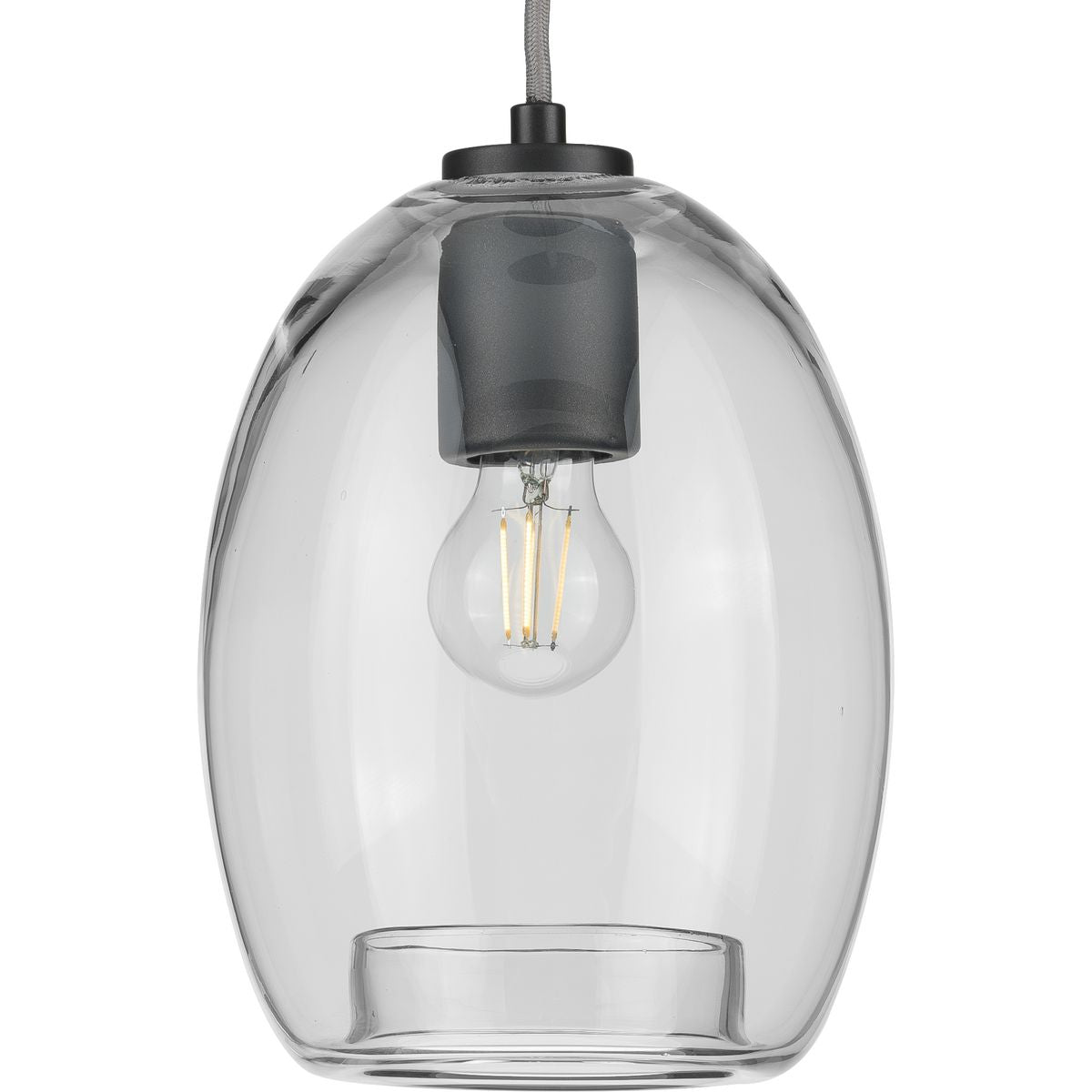 Progress Lighting P500159-143 Caisson 1 Light Graphite Mini Pendant with Clear Glass Shade