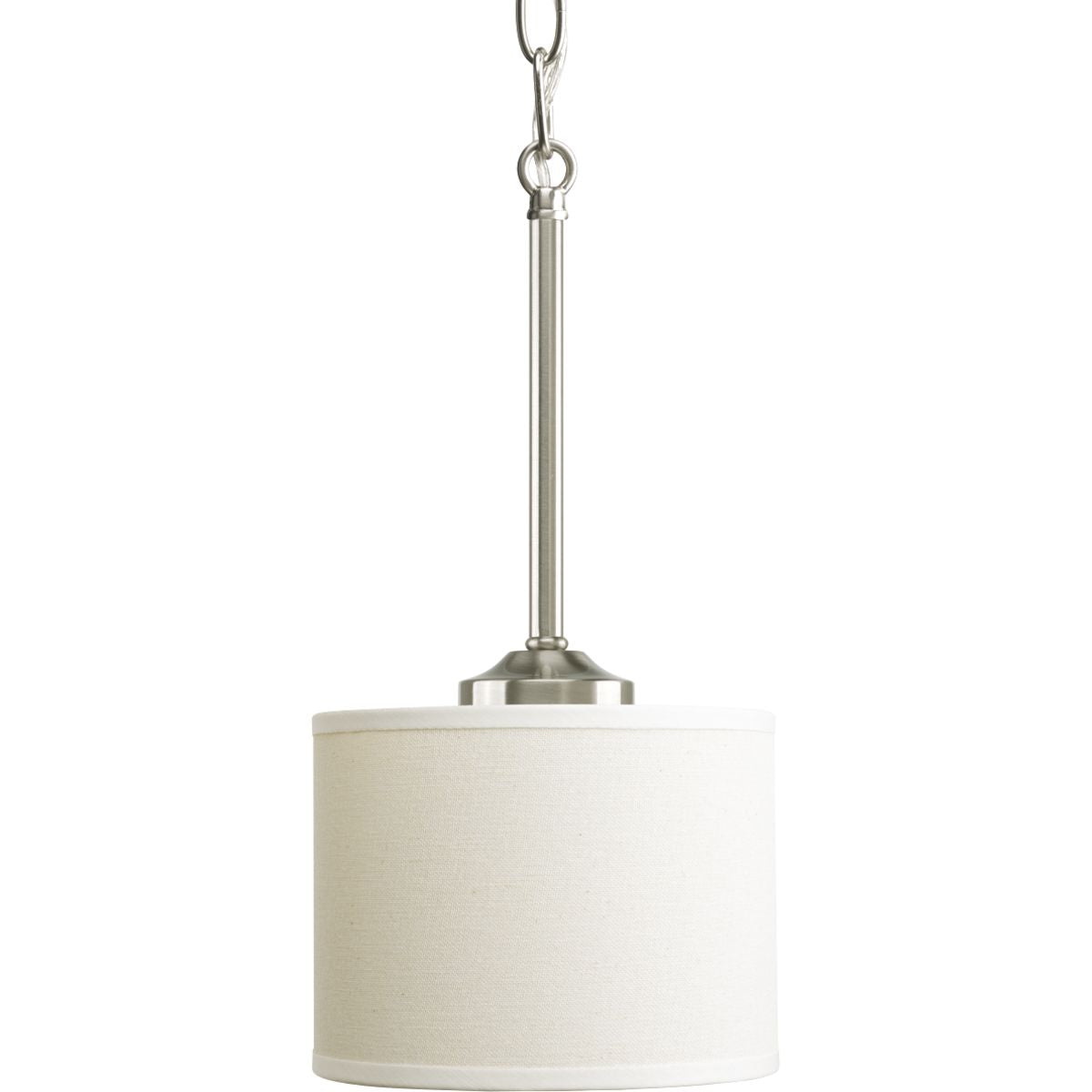 Progress Lighting P5065-09 Inspire 1 Light Brushed Nickel Mini Pendant with Off-White Drum Shade