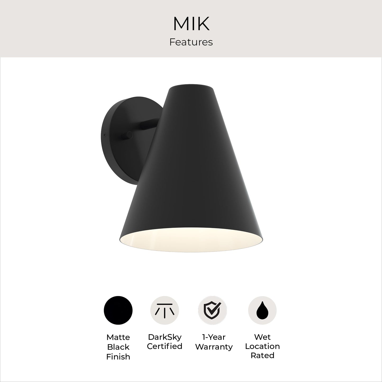 Progress Lighting Mik Outdoor Wall Lantern features - Matte Black Finish DarkSky Certified Wet Location Rated
