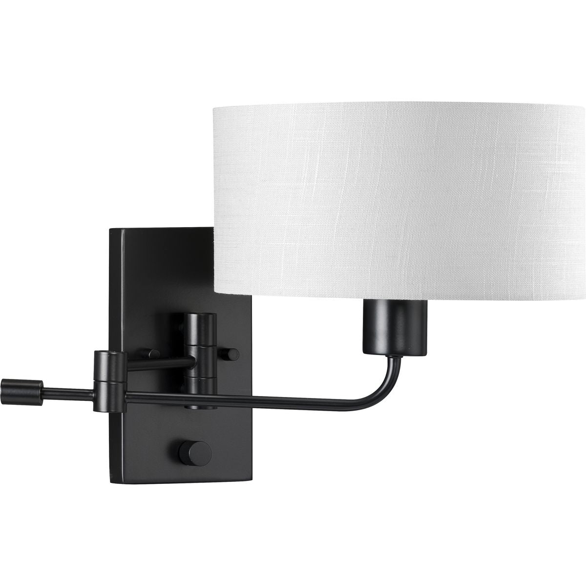 Progress Lighting Carrick 1 light matte black wall bracket with white fabric shade