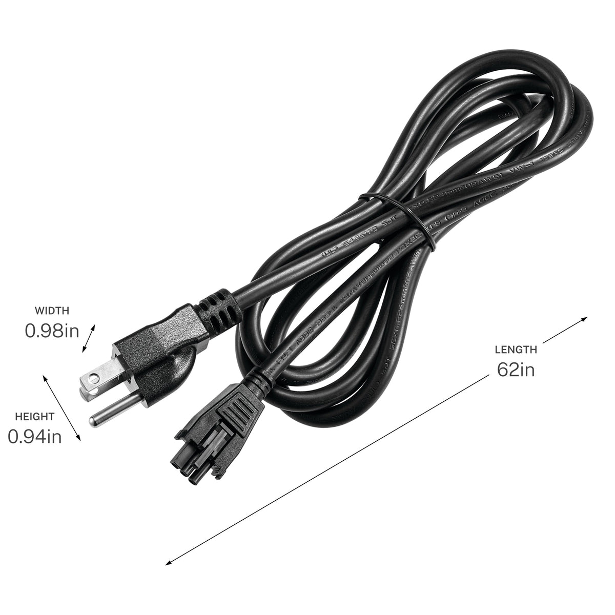 Progress Lighting P860067-031 Arza Black Plug Cord - Dimensions: 62in Length, 0.98in Width, 0.94in Height