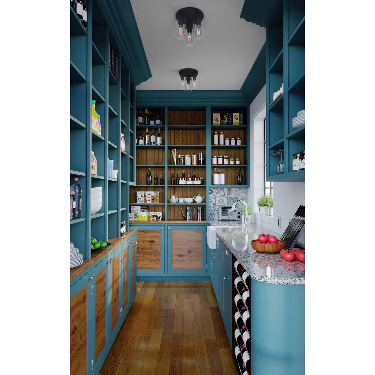 Progress Lighting P350181-031 Stockbrace 3 Light Matte Black Flush Mount Ceiling Light - Lifestyle Application Shot