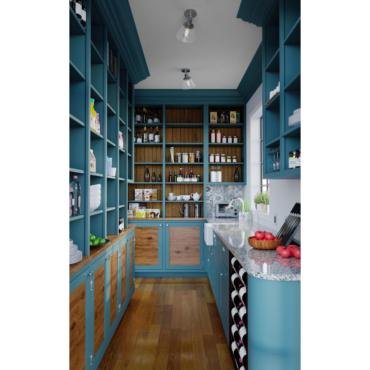 Progress Lighting Hinton brushed nickel flush mount ceiling light installed in pantry