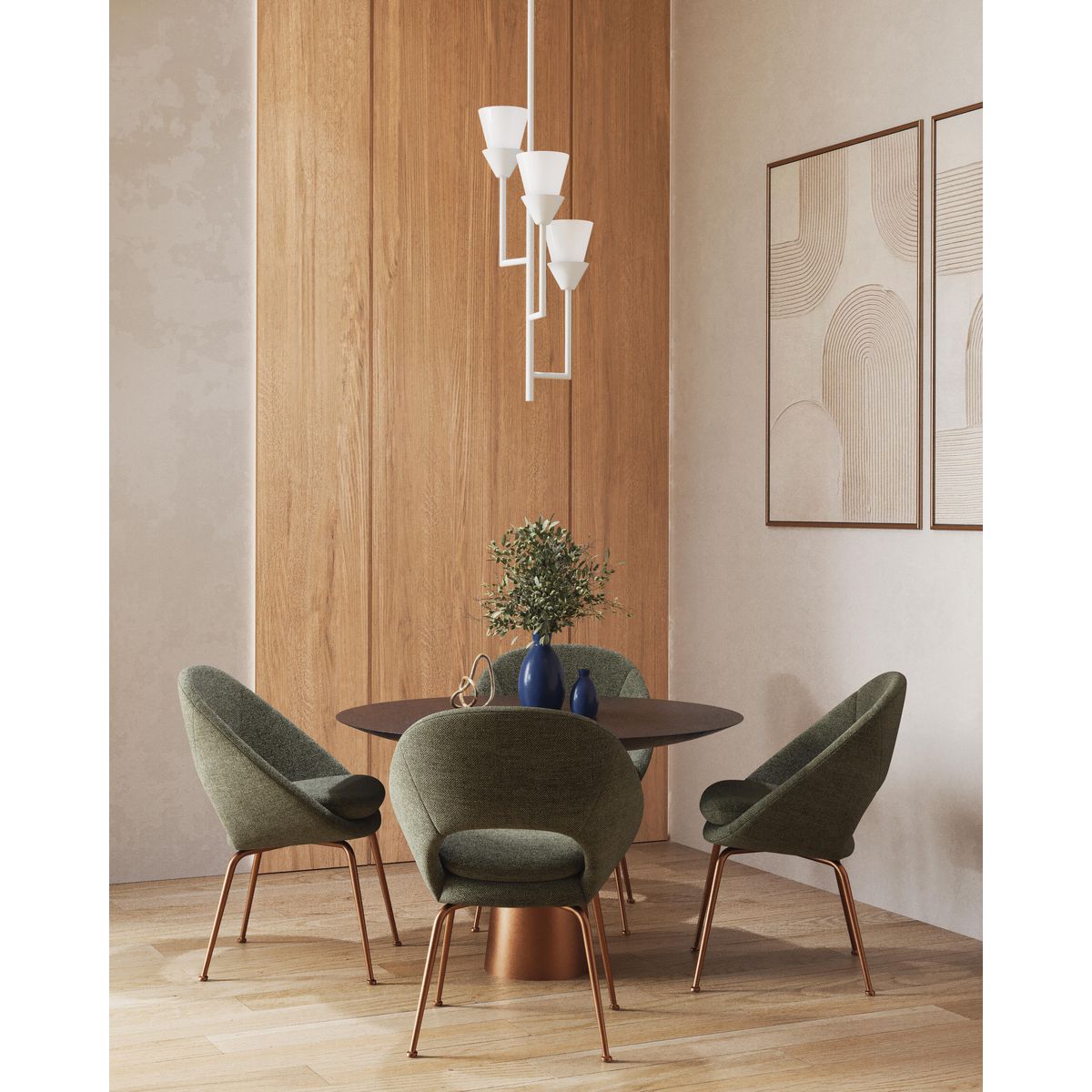 Progress Lighting Pinellas white plaster pendant ceiling light in dining room