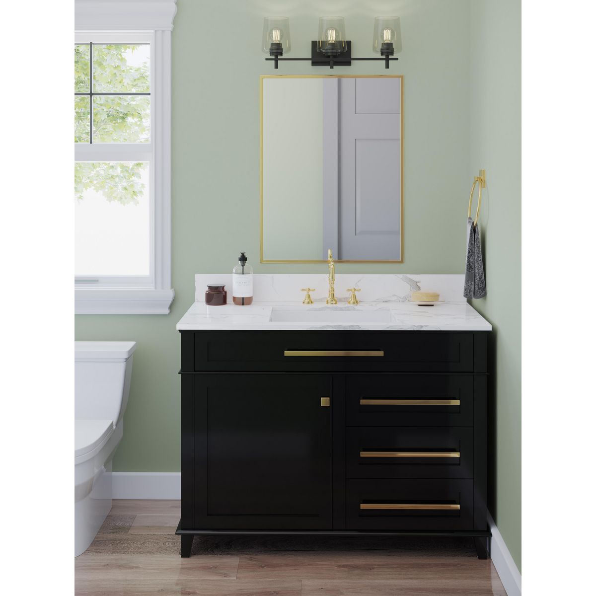 Progress Lighting Calais 3 light bath vanity wall light in bathroom