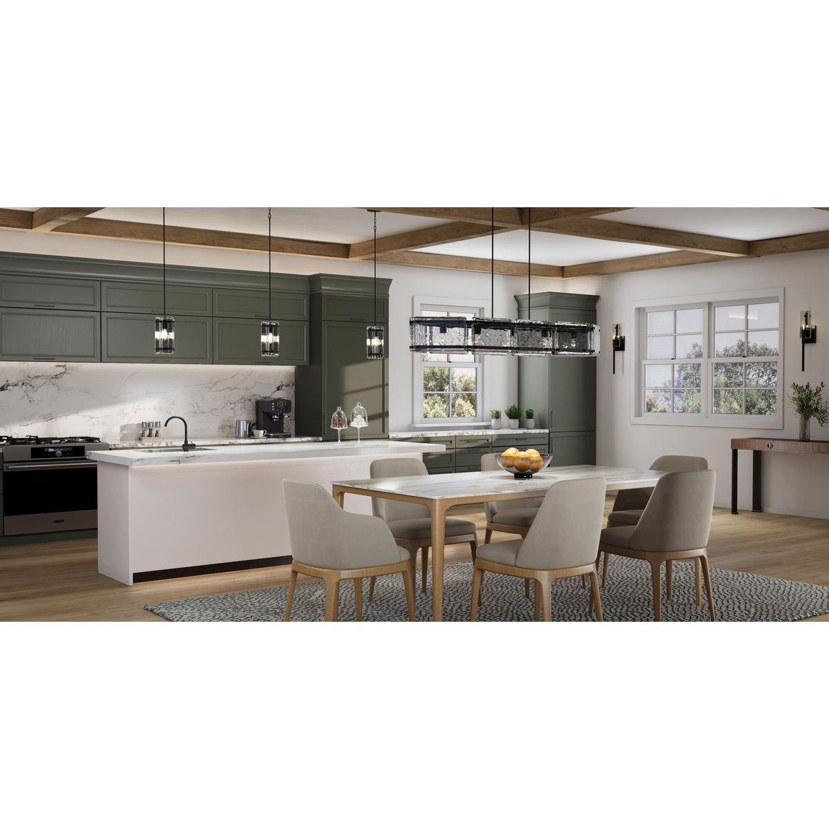 Progress Lighting P710121-31M Rivera 1 Light Matte Black Wall Bracket in Kitchen Dining Room Setting