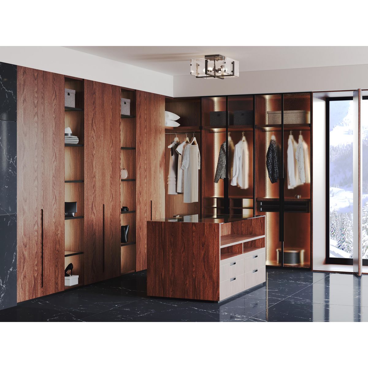 Progress Lighting Rivera semi-flush mount ceiling light in closet setting