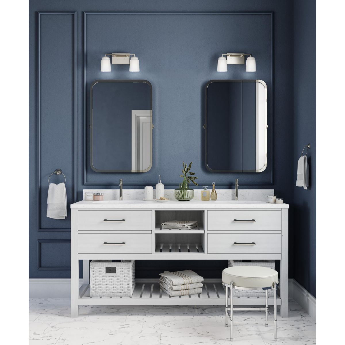 Progress Lighting P300504-009 Spenser 2 Light Brushed Nickel Bath Vanity Wall Light Lifestyle