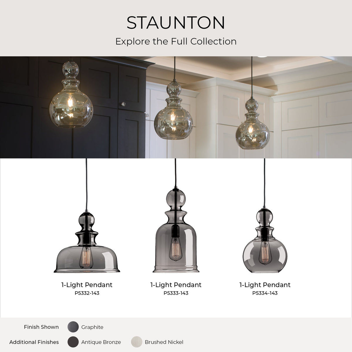Staunton collection pendant infographic