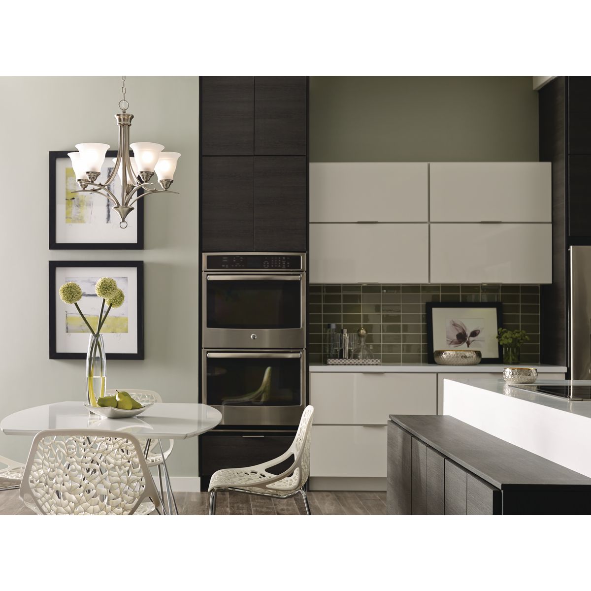 Progress Lighting P4328-09 Trinity 5 Light Brushed Nickel Chandelier Ceiling Light - Lifestyle Application Shot