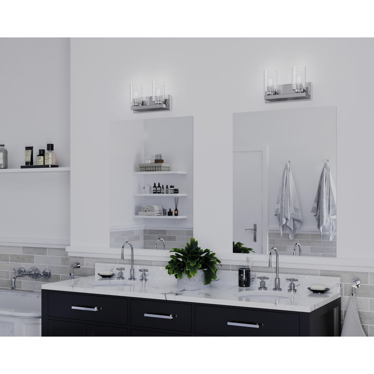 Progress Lighting Goodwin polished chrome bath vanity wall light in bathroom setting