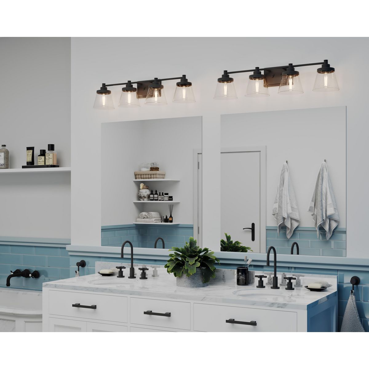 Progress Lighting P300351-31M Hinton 4 Light Matte Black Bath Vanity Wall Light Lifestyle