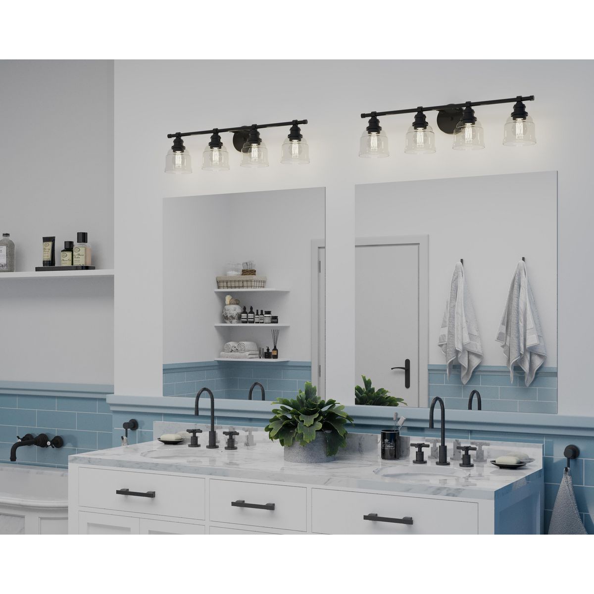 Progress Lighting P300376-31M Ambrose 4 Light Matte Black Bath Vanity Wall Light Lifestyle