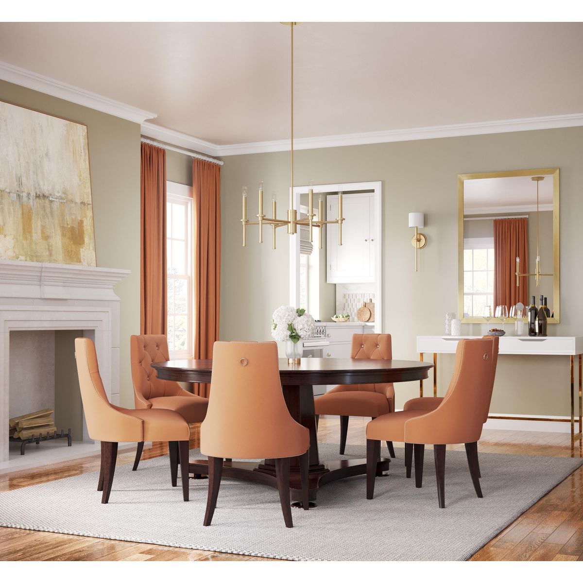 Progress Lighting Elara vintage brass chandelier in dining room
