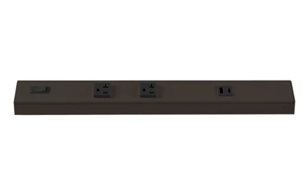 Westgate PSA-12-2R-1U-BR Angled Power Strip with Power & USB Receptacles