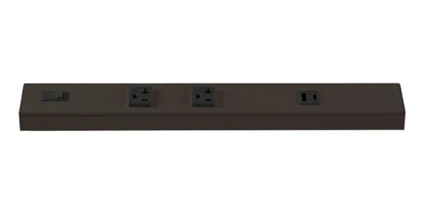 Westgate PSA-18-2R-1U-BR Angled Power Strip with Power & USB Receptacles