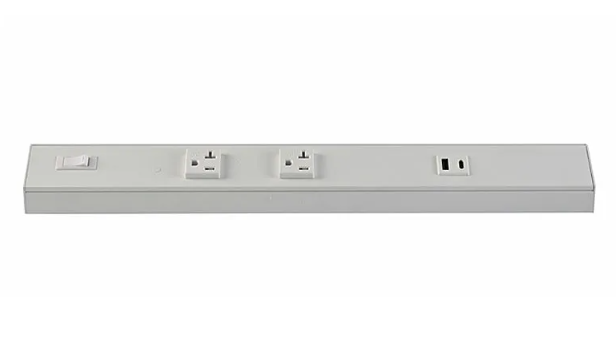 Westgate PSA-18-2R-1U-WH Angled Power Strip with Power & USB Receptacles