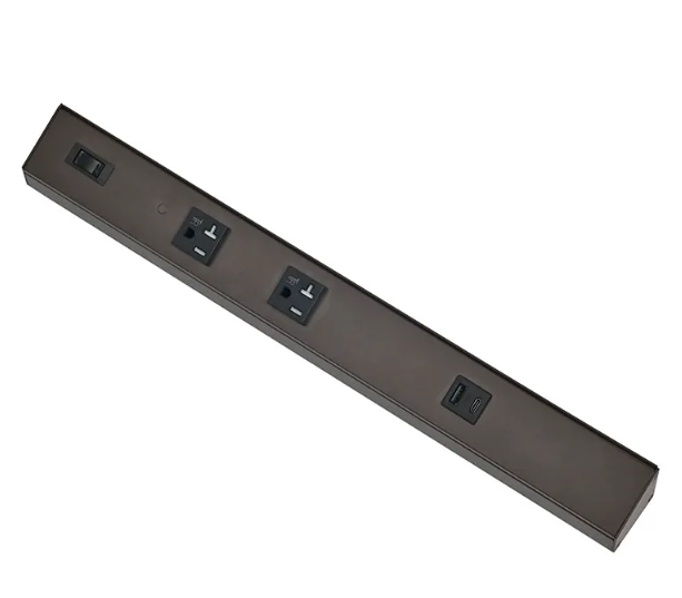 Westgate PSA-24-3R-2U-BR Angled Power Strip with Power & USB Receptacles
