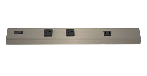 Westgate PSA-30-3R-2U-BN Angled Power Strip with Power & USB Receptacles
