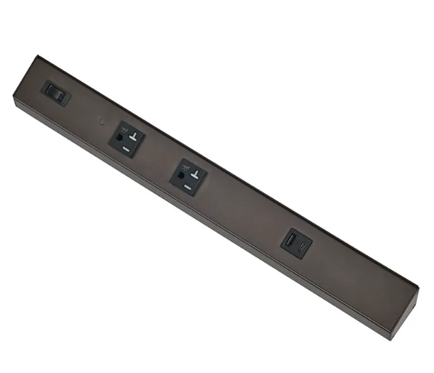 Westgate PSA-30-3R-2U-BR Angled Power Strip with Power & USB Receptacles