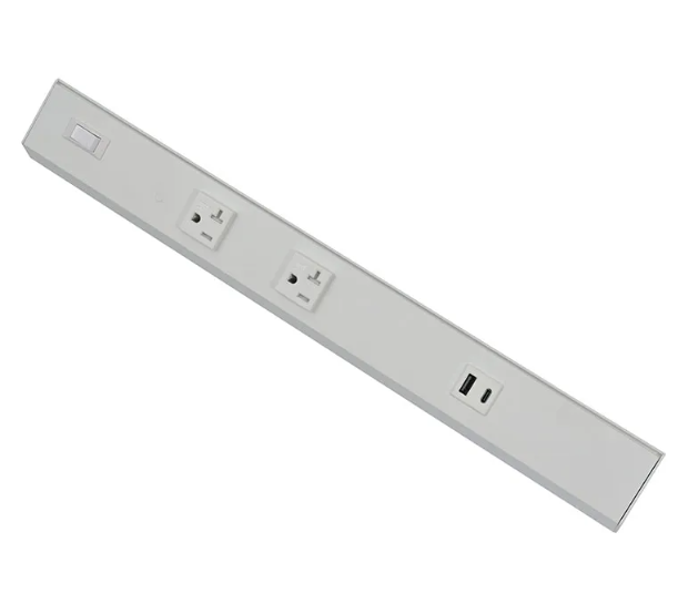 Westgate PSA-30-3R-2U-WH Angled Power Strip with Power & USB Receptacles