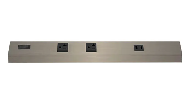 Westgate PSA-36-4R-2U-BN Angled Power Strip with Power & USB Receptacles