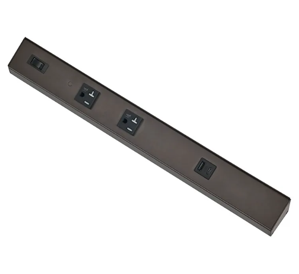 Westgate PSA-36-4R-2U-BR Angled Power Strip with Power & USB Receptacles
