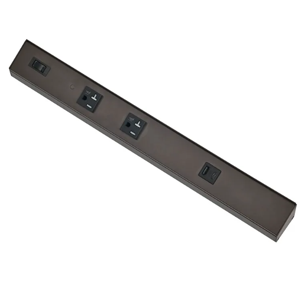 Westgate PSA-42-4R-2U-BR Angled Power Strip with Power & USB Receptacles