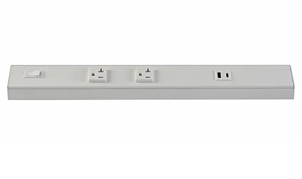 Westgate PSA-42-4R-2U-WH Angled Power Strip with Power & USB Receptacles