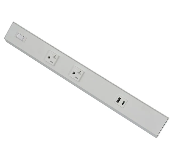 Westgate PSA-42-4R-2U-WH Angled Power Strip with Power & USB Receptacles