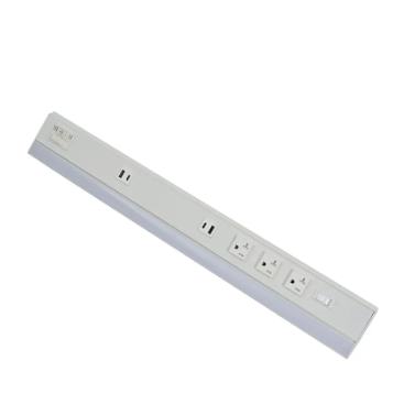 Westgate PSAL-36-4R-MCT5-WH 36 Inches Angled Power LED Strip & Undercabinet Light with Power Receptacle, 2700K/3000K/3500K/4000K/5000K, 1050LM