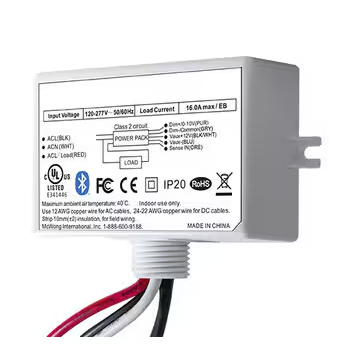 Eiko PSC-WCM-450-BLE-SR 100ft Wireless Control Module, Voltage 120-277V, 16A Relay, 0-10V, 12V AUX 300mA