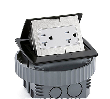 Lew Electric PUFP-CT-BK-DS-PB Kitchen Counter Pop Up Receptacle, 20A Duplex, Plastic Back Box, Black Finish