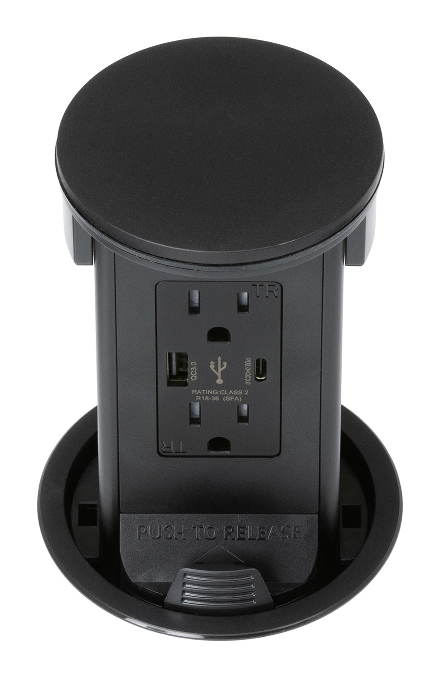 Lew Electric PUR15ACQD-RBK Black Resin Wireless Charging Cover. 15 Amp Duplex/ 2USB (AC) Receptacle