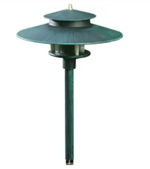 Dabmar Lighting LV70-L3-30K-PG Cast Aluminum Large Hat Top Path Light G4 LED, Voltage 12V, Wattage 3W, Color Temperature 3000K, Patina Green Finish
