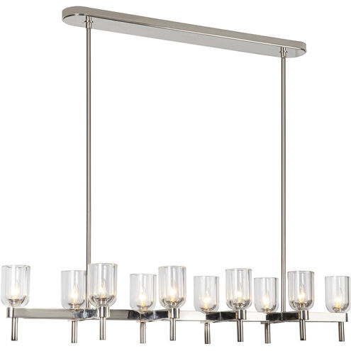 Alora Lighting LP338052PNCC Lucian 10 Light 51.5 inch Polished Nickel and Crystal Clear Linear Pendant Ceiling Light