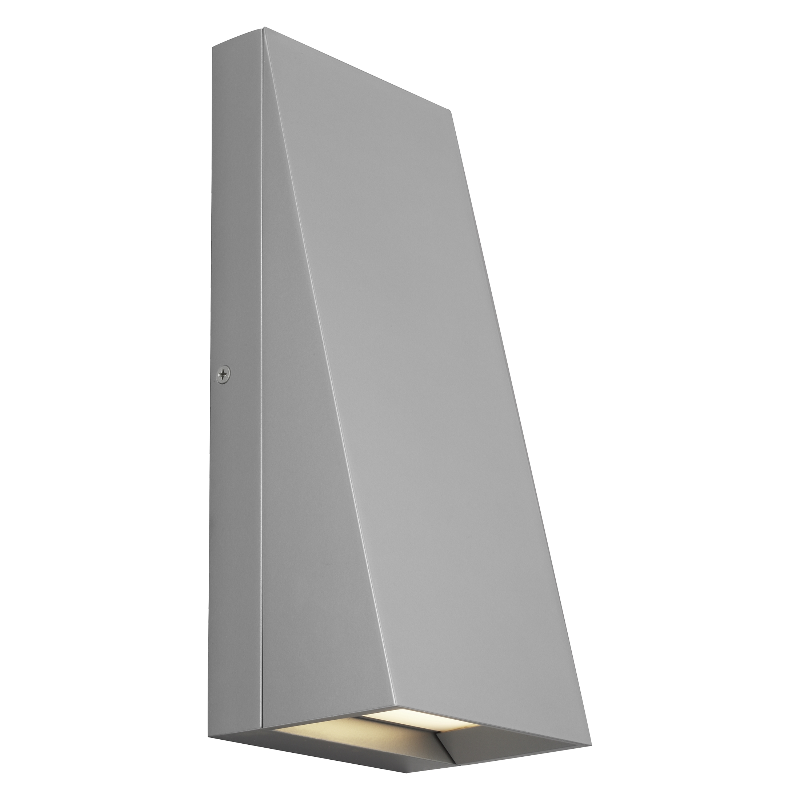 Visual Comfort Architectural 700OWPIT12I-LED930-277 Modern 12" Pitch 12 1-lt Tall LED Outdoor Wall Sconce Light - 277V - CCT: 3000K - Finish: Silver