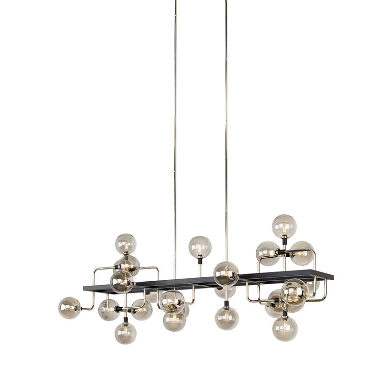 Visual Comfort Architectural 700LSVGOSN-LED927 Modern 56" Viaggio 25-lt LED Linear Suspension Ceiling Light - 120V - Finish: Polished Nickel/Smoke