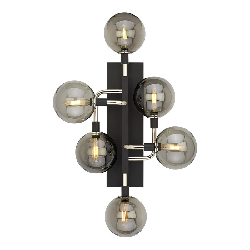 Visual Comfort Architectural 700WSVGOSN-LED927 Modern 27" Viaggio 6-lt LED Wall Light - 120V - Finish: Polished Nickel/Smoke